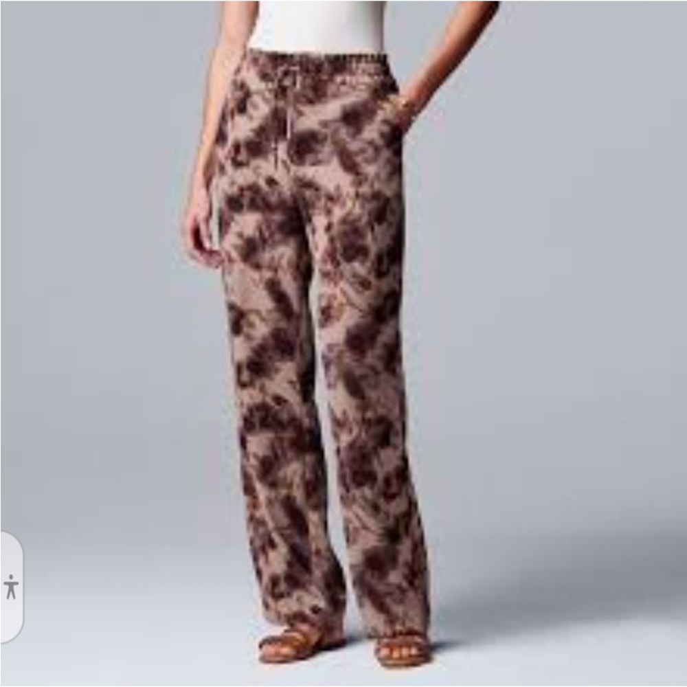 Simply Vera Vera Wang Large pull on patterned wide leg pants